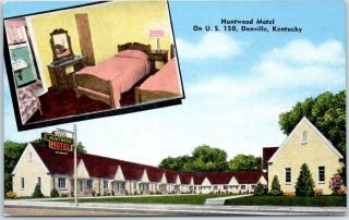 Danville,  Kentucky Postcard Huntwood Motel Route 150 Roadside Kropp Linen 1951