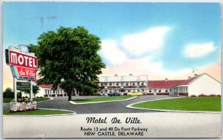 Castle,  Delaware Postcard Motel De Ville Route 13 & 40 Roadside Tichnor 1957