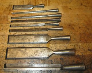 T H Witherby Chisel Set of 9 Chisels,  Timber Framing Corner & Others 1 3/4 