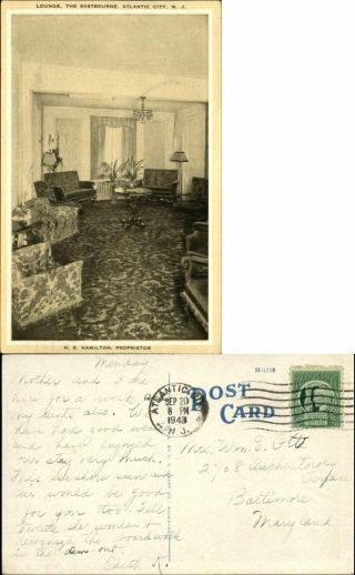 Eastbourne Hotel Lounge Atlantic City Jersey Nj 1940s