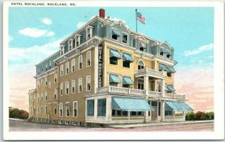 Rockland,  Maine Postcard Hotel Rockland Street View Tichnor C1930s