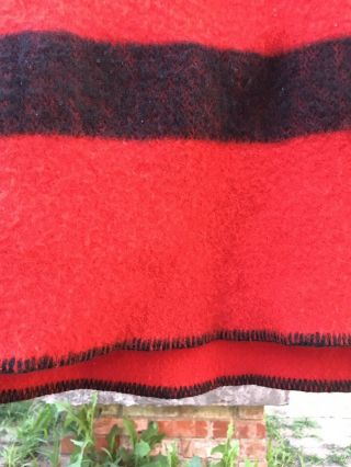 Vintage Faribo Faribault Red,  Black Stripe Wool Trade Camp Blanket 2