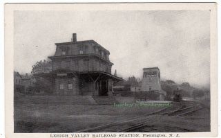 Lehigh Valley Railroad Station Flemington Jersey - C1910 Postcard Hunterdon