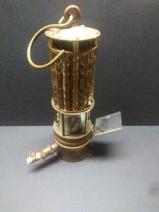 1895 Wolf Safety Co.  Brass Miners Safety Lamp Made In N.  Y Usa