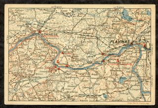 P40 - Latvia 1930s Postcard Map Of Plavinas And Area.  Koknese Gostini Riteri