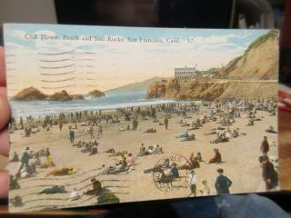Vintage Old Postcard California San Francisco Cliff House Beach Seal Rocks Coast