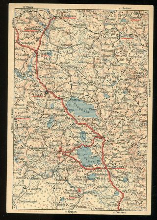 P88 - Latvia 1930s Postcard Map Of Dzerbene And Area.  Nekins Gatarta Vecpiebagla