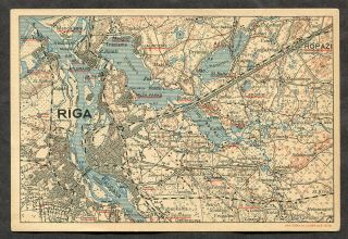 P78 - Latvia 1930s Postcard Map Of Riga And Area Ropazi Balozi Adazi Smizinkrogs