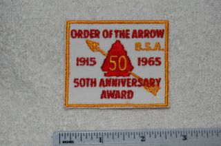 Boy Scout Oa Order Of The Arrow 1965 50th Anni Sash Patch