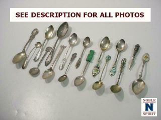 Noblespirit {3970}selection Of Sterling Silver Souvenir Spoons
