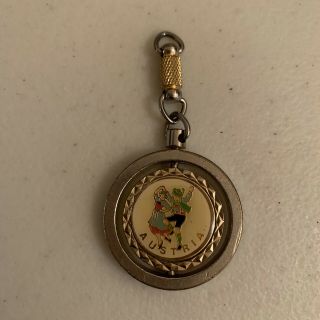 Vintage Seefeld Austria Spinner Key Ring Metal Keychain Chain