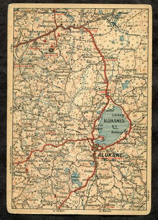 P90 - Latvia 1930s Postcard Map Of Aluksne And Area.  Anna Slukums Ziemeris
