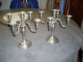 Two Old World Pewter Candle Tick Holders
