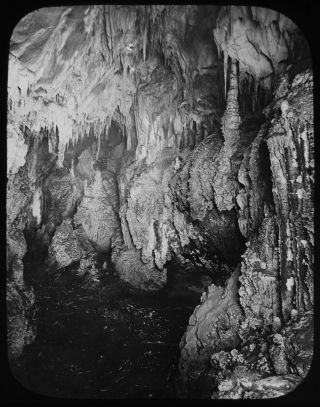 Antique Magic Lantern Slide Jenolan Caves Shawls To Right C1890 Photo Australia