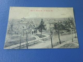 Circa 1910 Postcard,  Third & Monroe Streets.  St Charles,  Mo.