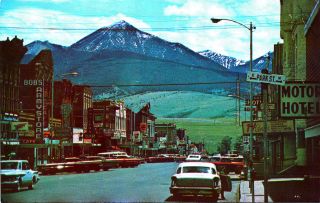 Mt Montana Livingston " Main Street,  Mt Baldy " Posted Ec Kropp Chrome Postcard