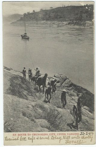 China 1907 En Route To Chungking City,  Upper Yangtse Card