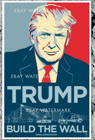 Rare Donald Trump Build The Wall 2016 Official Campaign Poster 11x17 Poppy