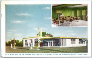 Montmorency Falls Quebec Postcard Auberge De La Chute White Rose Restaurant 1952
