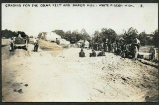 White Pigeon Michigan,  Start Building Oscar Felt & Paper Mill 1910 Rppc Postcard