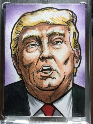 2016 Decision Artist Signed Auto 1/1 President Donald Trump Sketch Card