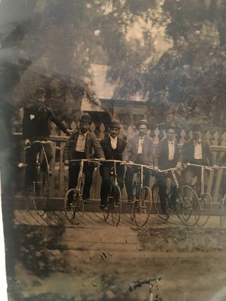 1870 ' s Tintype 3 X 5 photo 6 Bicycles 1 High Wheel on boardwalk American 4