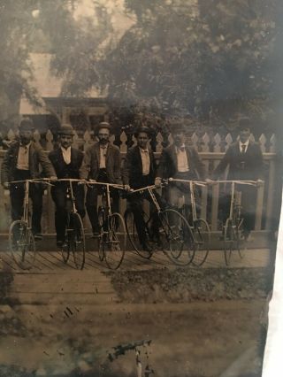 1870 ' s Tintype 3 X 5 photo 6 Bicycles 1 High Wheel on boardwalk American 5