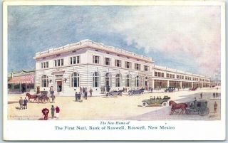 Roswell,  Mexico Postcard " First National Bank " Architect 