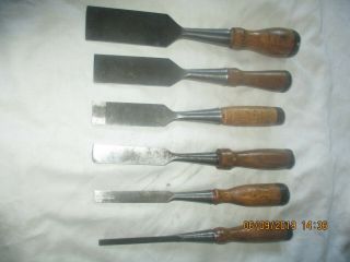 SIX STANLEY NO.  750 BEVELLED CHISELS [SEE INSERTION & PICS FOR DETAILS 11