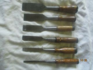 SIX STANLEY NO.  750 BEVELLED CHISELS [SEE INSERTION & PICS FOR DETAILS 9