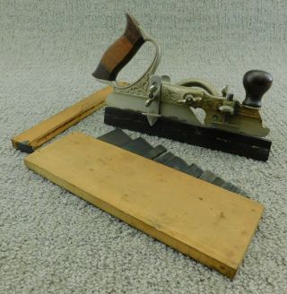 Stanley 46 Skew Plow / Dado Plane W/ 11 Boxed Cutters Antique Woodworking Tool