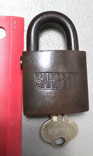 Vintage Sargent Brass Padlock With Key Haven Connecticut Usa