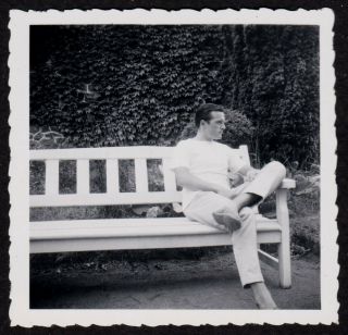 Vintage Snapshot Handsome Man On Bench,  Gay Int