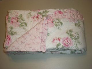 Rachel Ashwell Simply Shabby Chic Queen Pink Garden Rose Padded Quilt Reversible