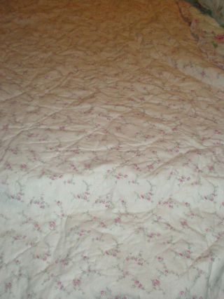Rachel Ashwell Simply Shabby Chic QUEEN Pink Garden Rose Padded Quilt Reversible 3