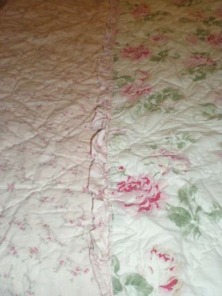 Rachel Ashwell Simply Shabby Chic QUEEN Pink Garden Rose Padded Quilt Reversible 4