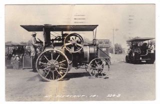 Steam Engine Real Photo Postcard Mt.  Pleasant Iowa 1956 Carried To Post Office