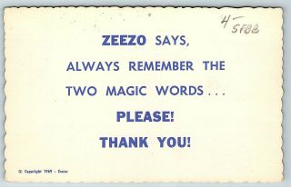 Postcard Ad Card Safeway Grocery Store Zeezo the Clown Mini Car 1960 ' s B36 2