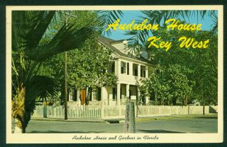 John J.  Audubon House And Gardens In Key West Florida Fl Vintage Postcard