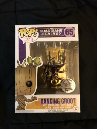 Guardians Of The Galaxy Groot Gold Funko Pop Signed By Stan Lee Authenticated