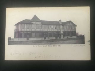 Vintage 1907 Poscard Rock Island Railroad Depot Eldon Mo (2a)