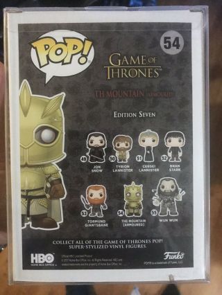 FUNKO POP GAME OF THRONES SDCC ARMORED MOUNTAIN.  45mm Protector IN HAND 54 3