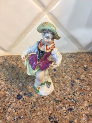 Meissen Figurine Little Girl With Green Hat & Shoes