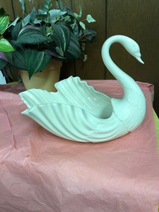 Vintage Lenox Porcelain Swan Centerpiece Bowl Figurine 9 " Long Usa