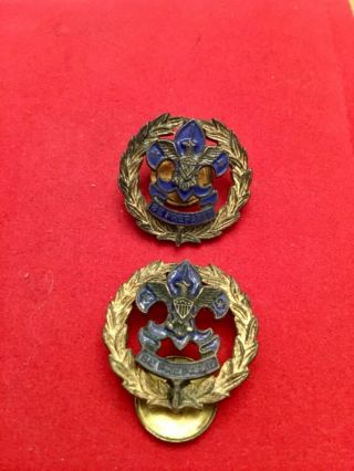Early Boy Scout District Commissioner Collar Pins,  Be Prepared C.  1920’s - 30’s