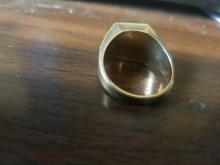 10K Gold Masonic Ring Blue Stone Size 10.  75 3