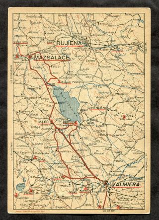 P09 - Latvia 1930s Map Of Valmiera And Area.  Rujiena Mazsalace Matisi Renceni