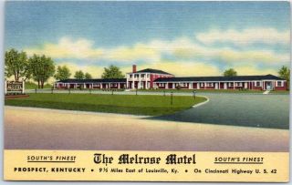Prospect,  Kentucky Postcard The Melrose Motel Highway 42 Roadside Linen C1950s