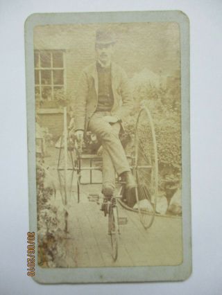 Cdv Photo Victorian Gentleman On Early Tricycle Delta? Interesting Rare Image