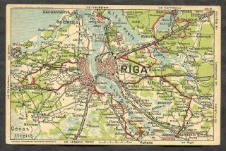 P79 - Latvia 1930s Postcard Map Of Riga And Area Ropazi Beberbek Salaspils Dole